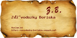 Závodszky Boriska névjegykártya